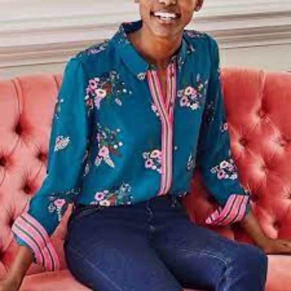 Boden Tops - Boden Women's Silk Shirt, Posy Floral Bouquet Print, Size 6